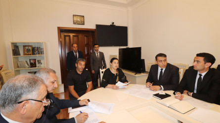 Qazax RİH-də keçirilən ümumi qəbulda icra başçısı vətəndaşın müraciətini dinləyib