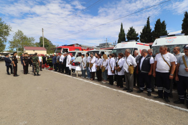 Qazaxda rayon ərazi mülki müdafiə qüvvələri ilə xəbərdarlıq və toplanış üzrə mülki müdafiə məşqi keçirilib 12.09.2025